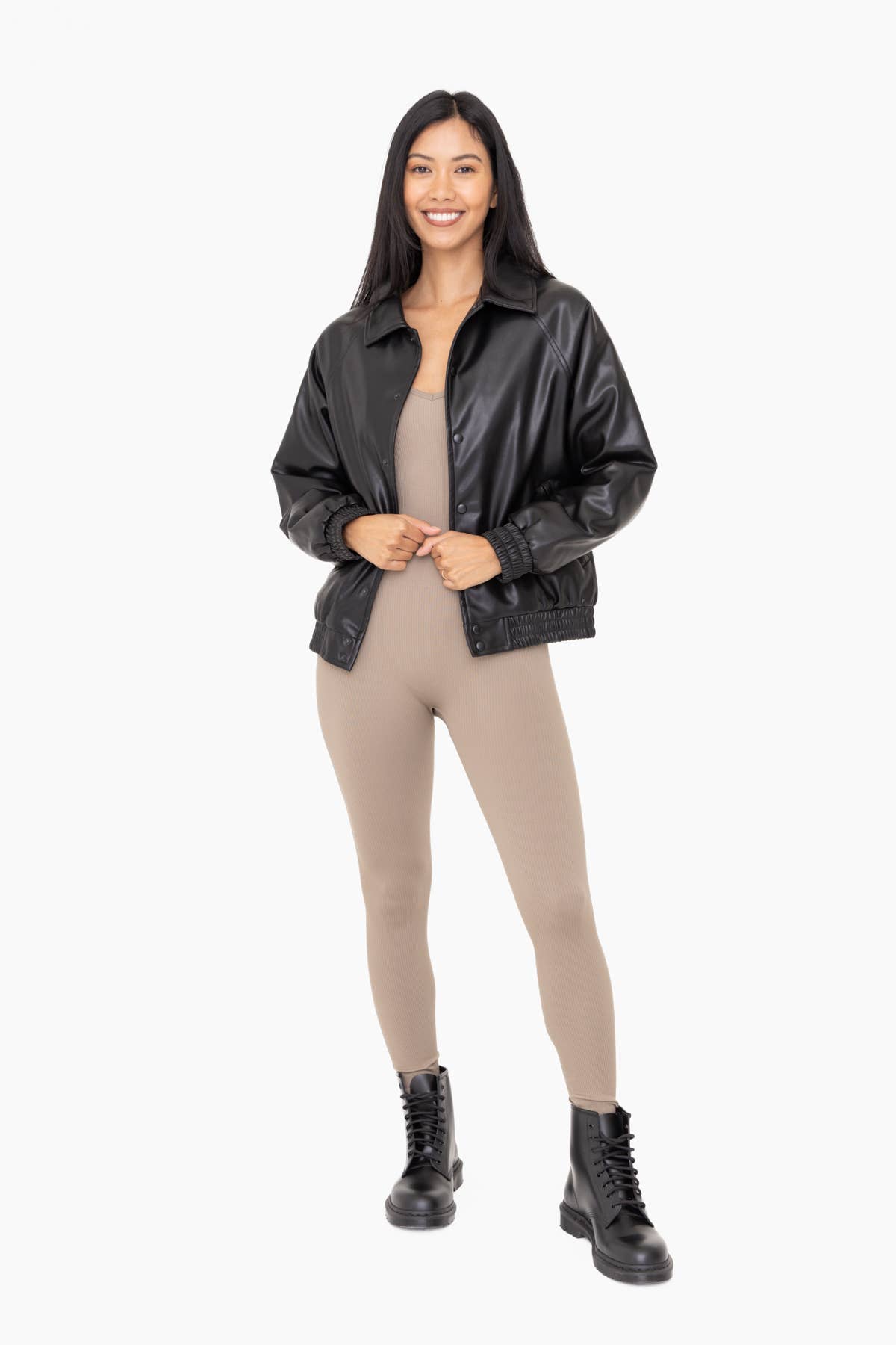 Mono B - Vegan Leather Bomber Jacket