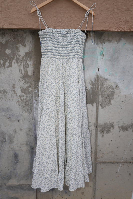 Storia - Cream & Blue Floral Layered Maxi Dress