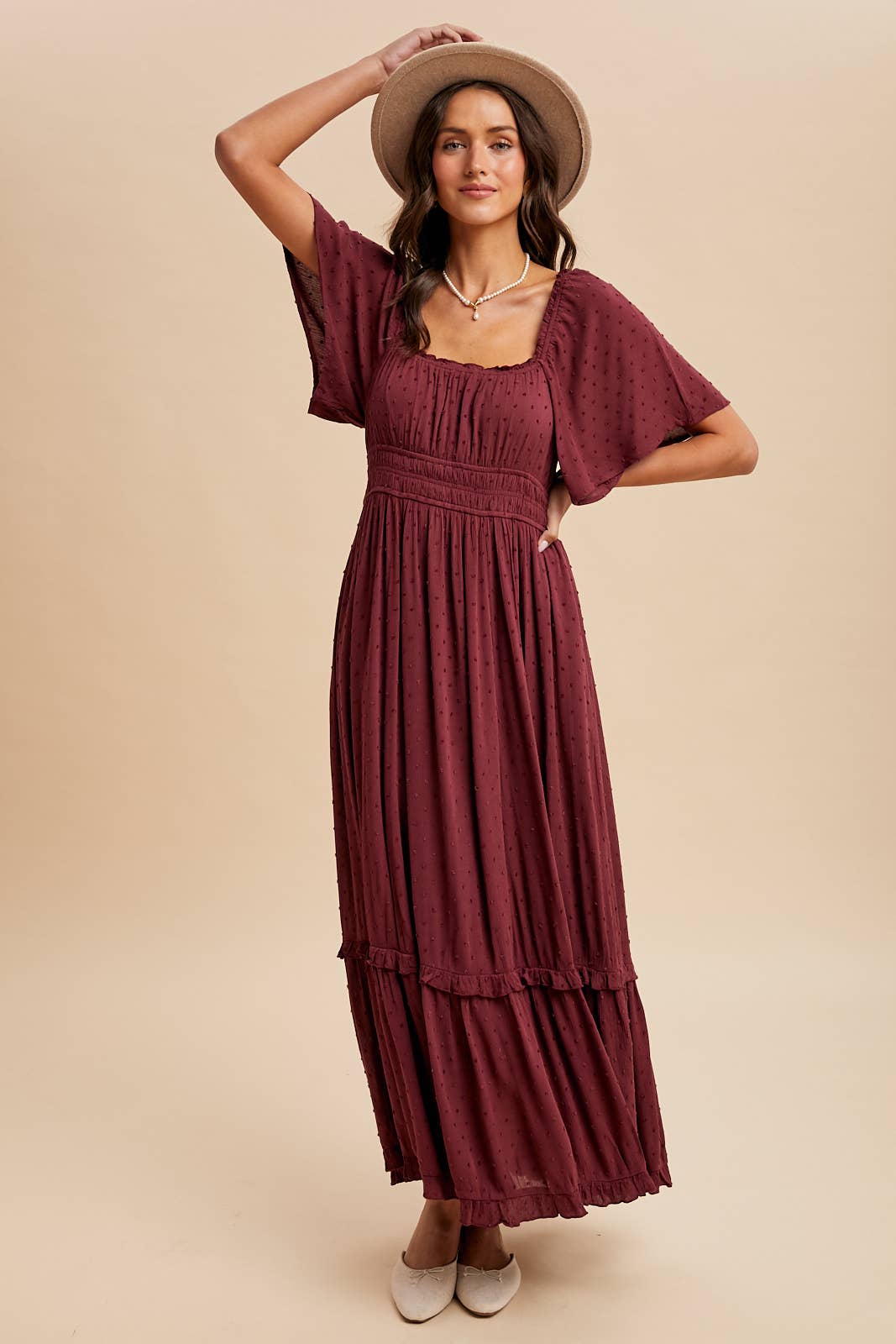 In Loom - SWISS DOT FLUTTER SLEEVE MAXI