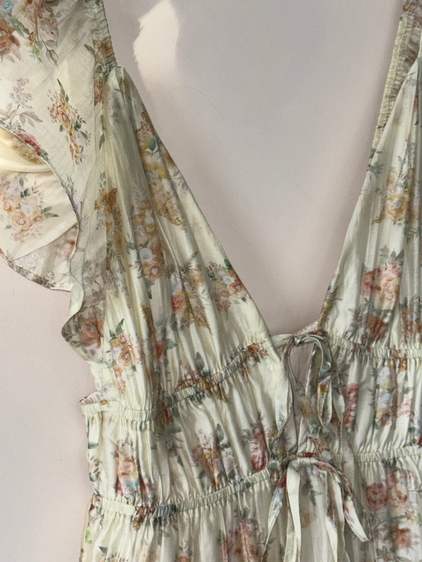 Storia - Tiered Multi-color Floral Ruffle-sleeve Sundress