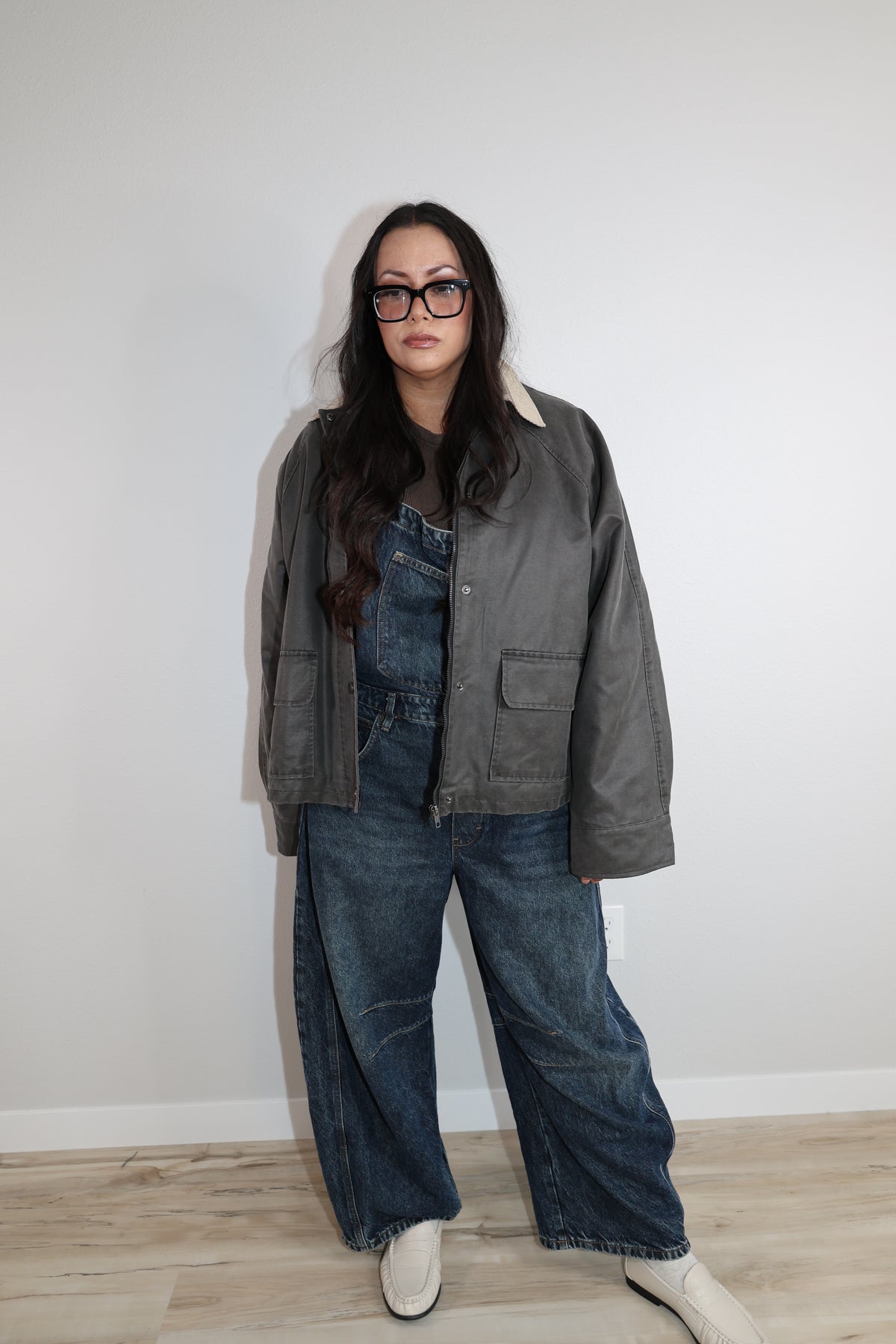 City Lights contrast collar utility jacket