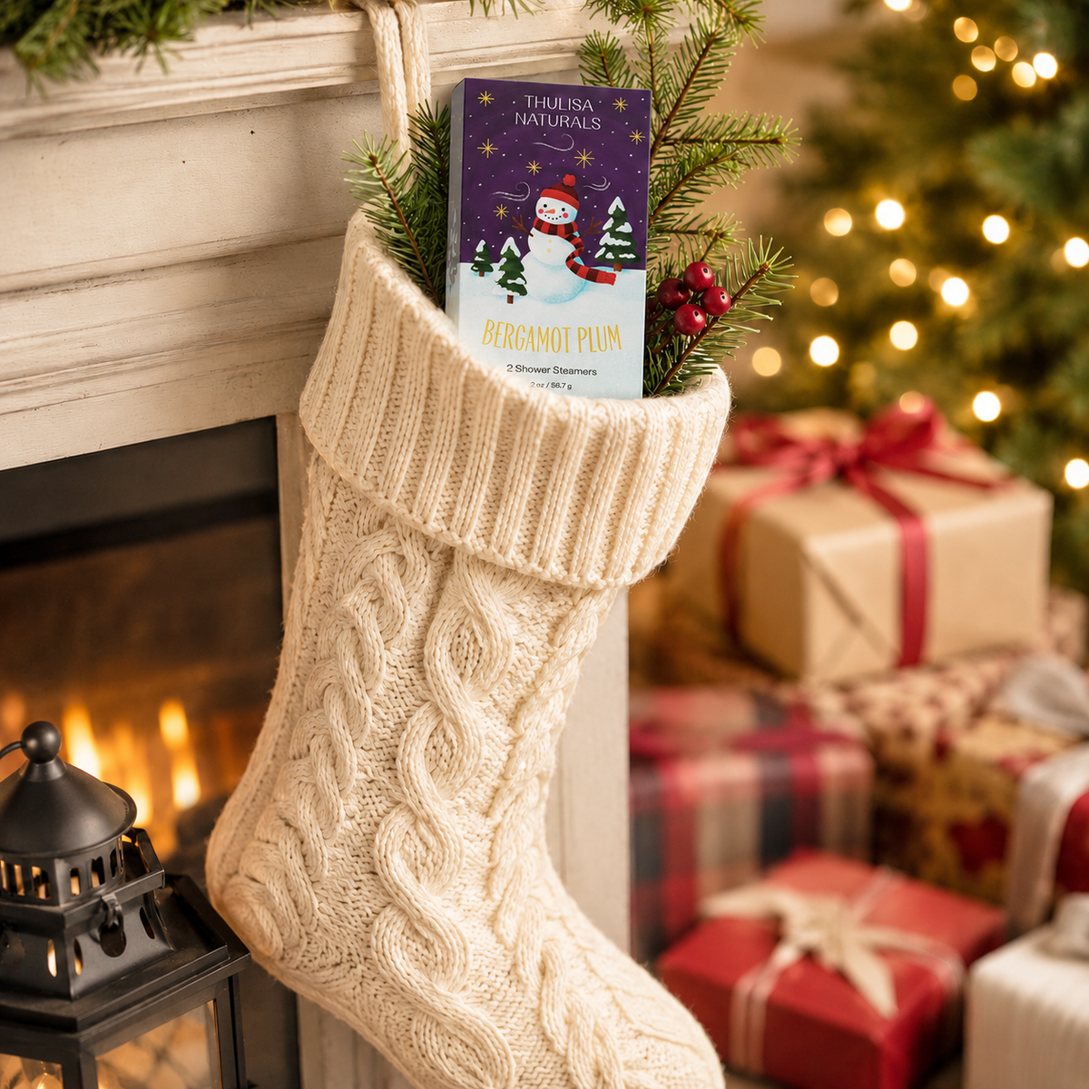 Thulisa Naturals™  | Bath + Body -   Christmas Bergamot Plum Shower Steamers Gift Set