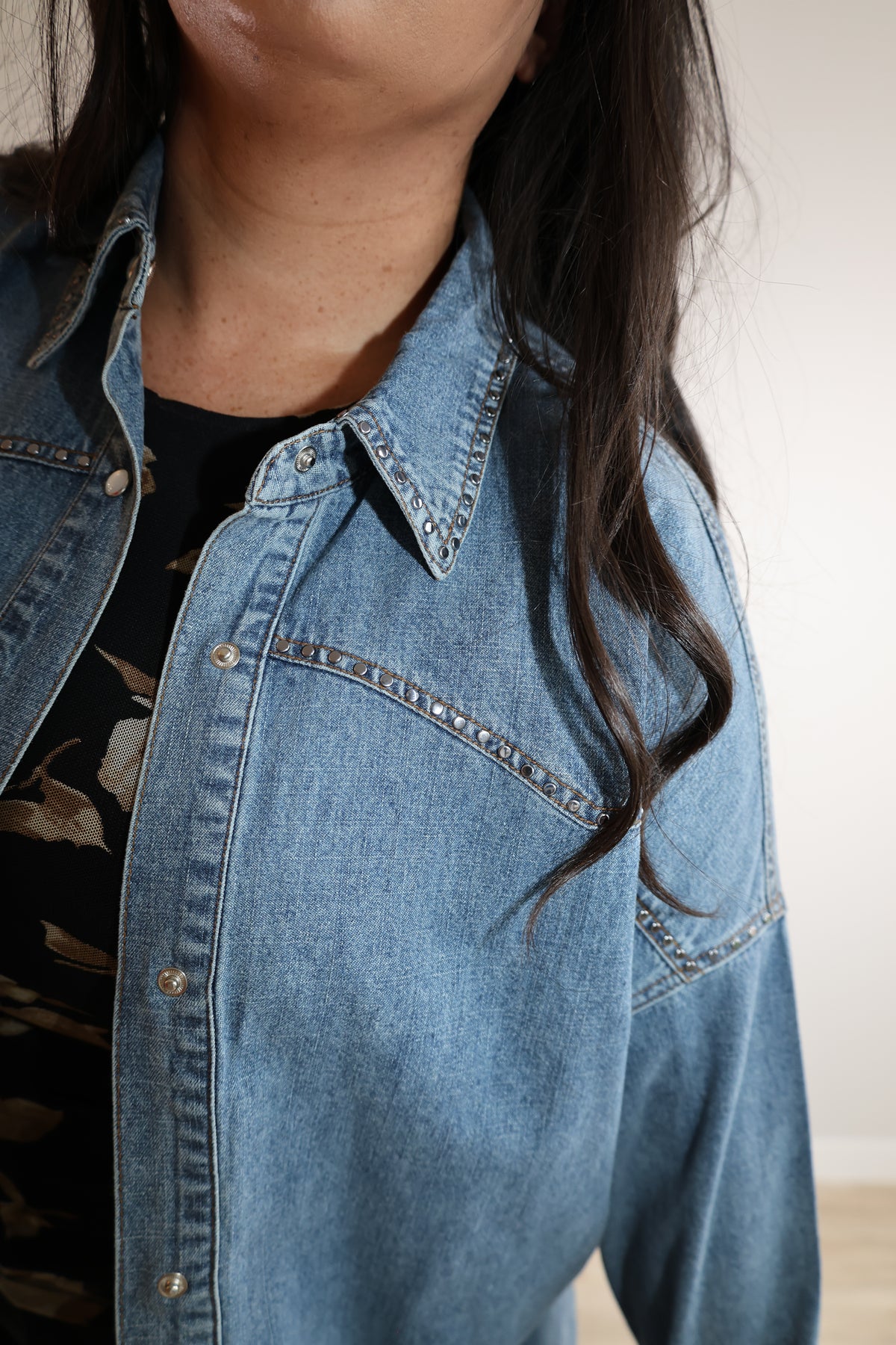 Cross My Heart denim long sleeve shirt