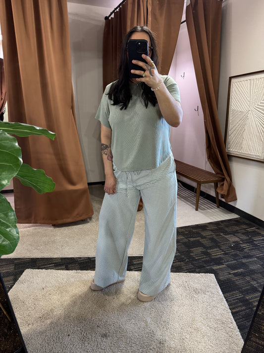 HYFVE - Gingham Drawstring Wide-Leg Pants