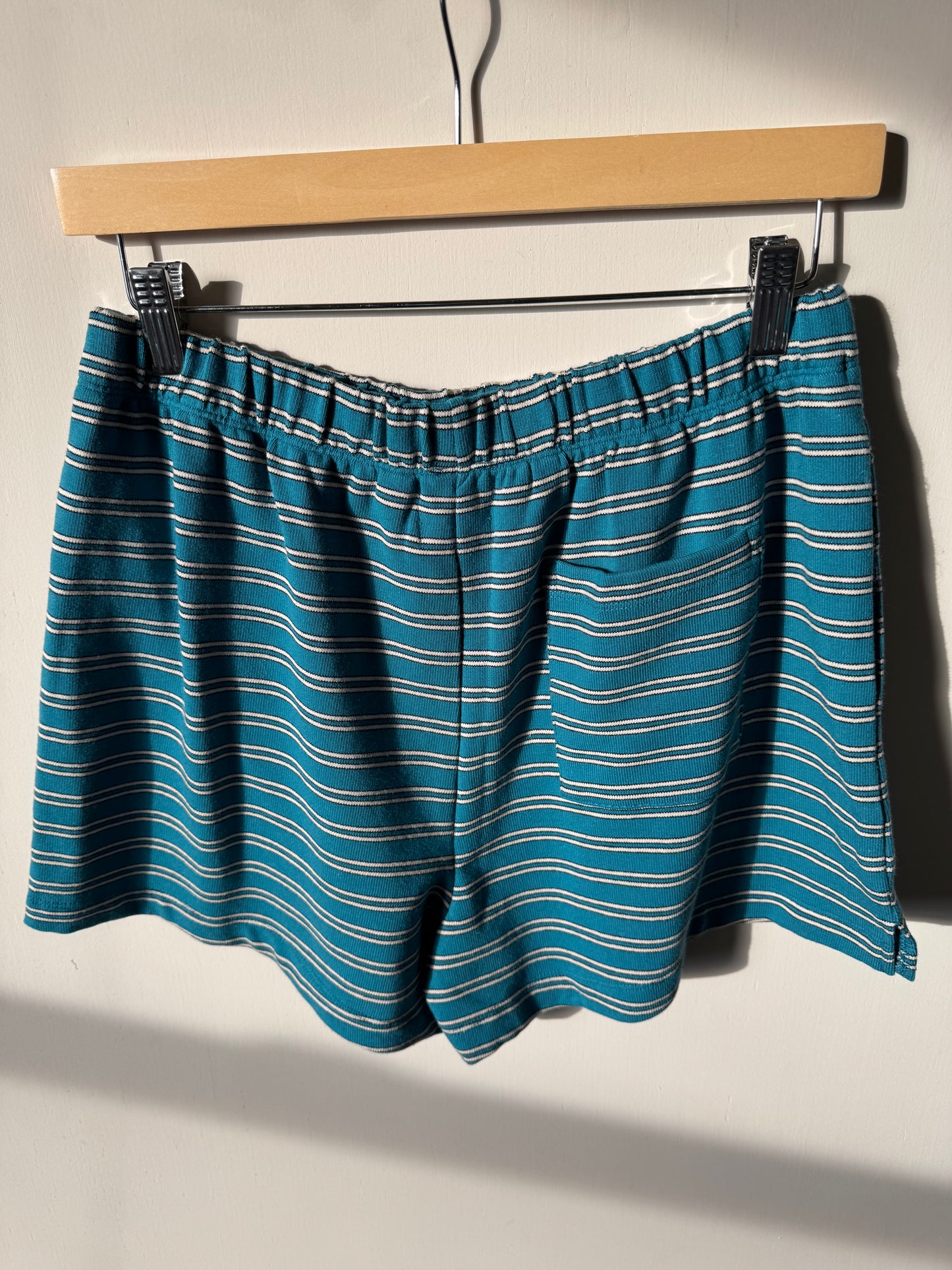 Things Between - Teal Cream Striped Shorts w/ Pockets