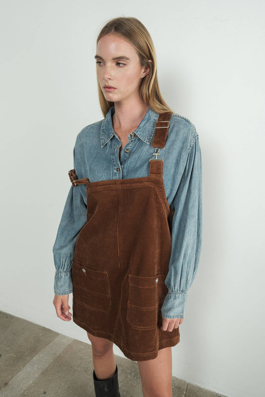 Aaron & Amber - CORDUROY OVERALL MINI DRESS