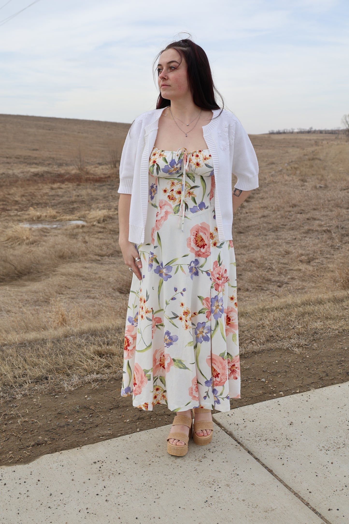 Dress Forum - Spring Garden Lace-up Corset Style Midi Dress