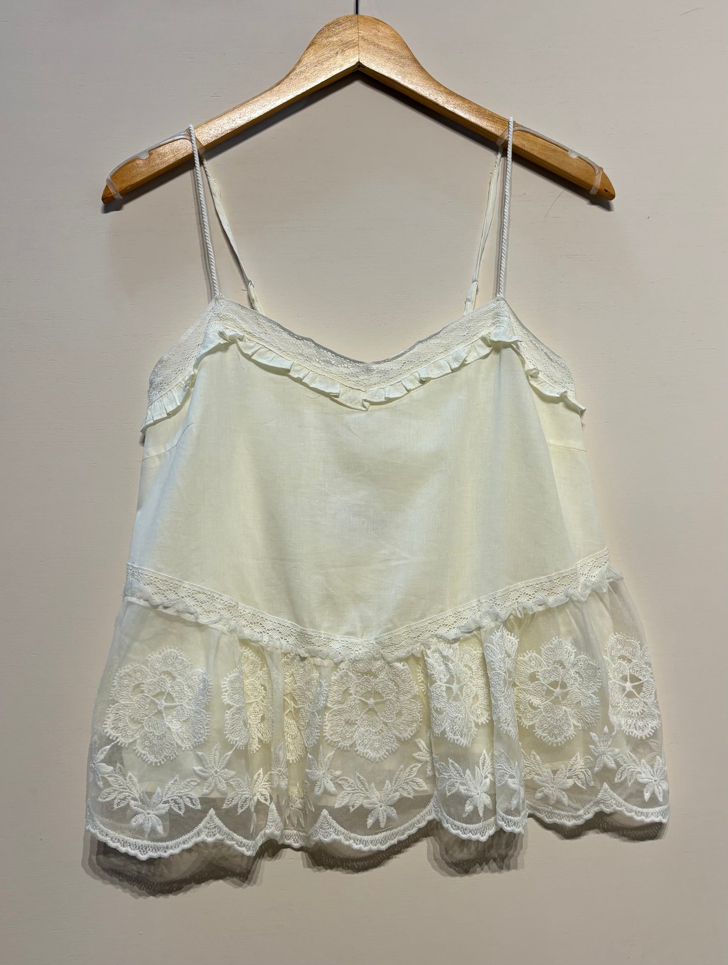 Frilly Embroidered Tank w/ Twist Straps