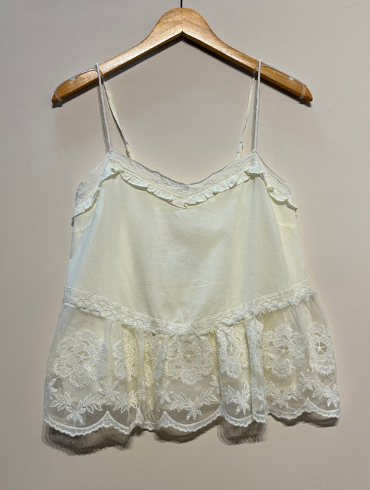 Frilly Embroidered Tank w/ Twist Straps