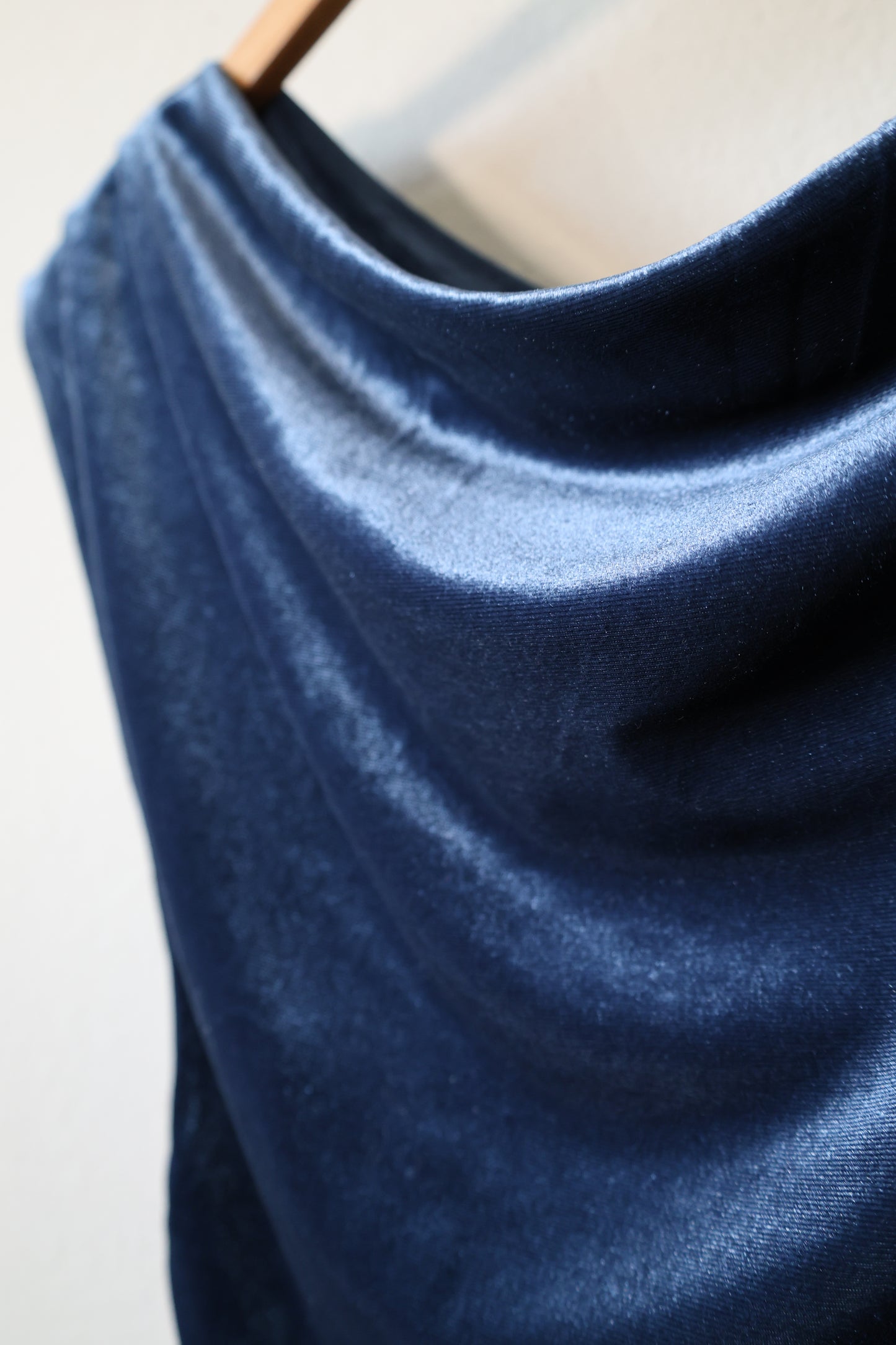 Hem & Thread- Asymmetrical Neck Line Ruched Velvet Top