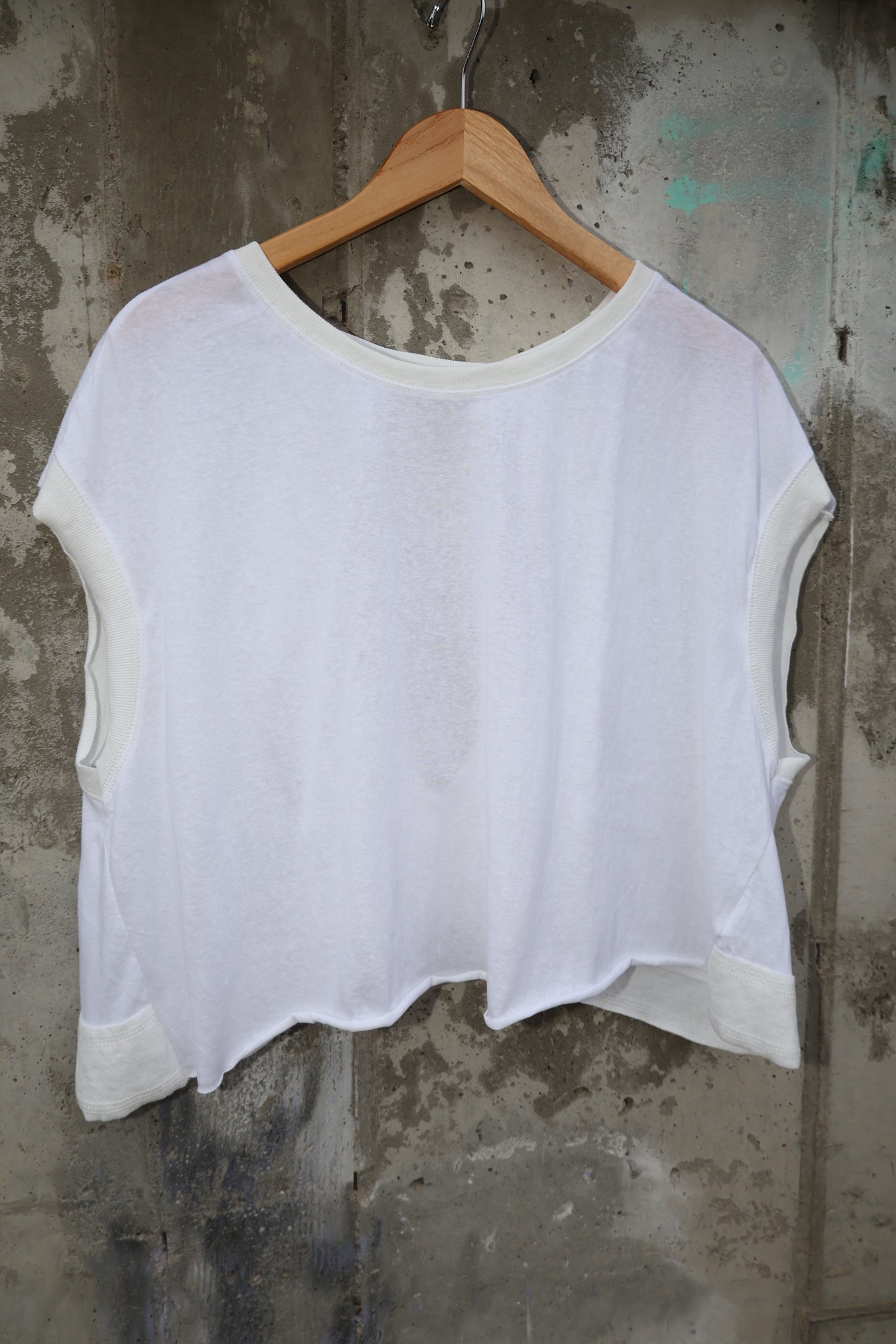 Hyfve - Boxy Open-back Sheer Raw Hem Tee