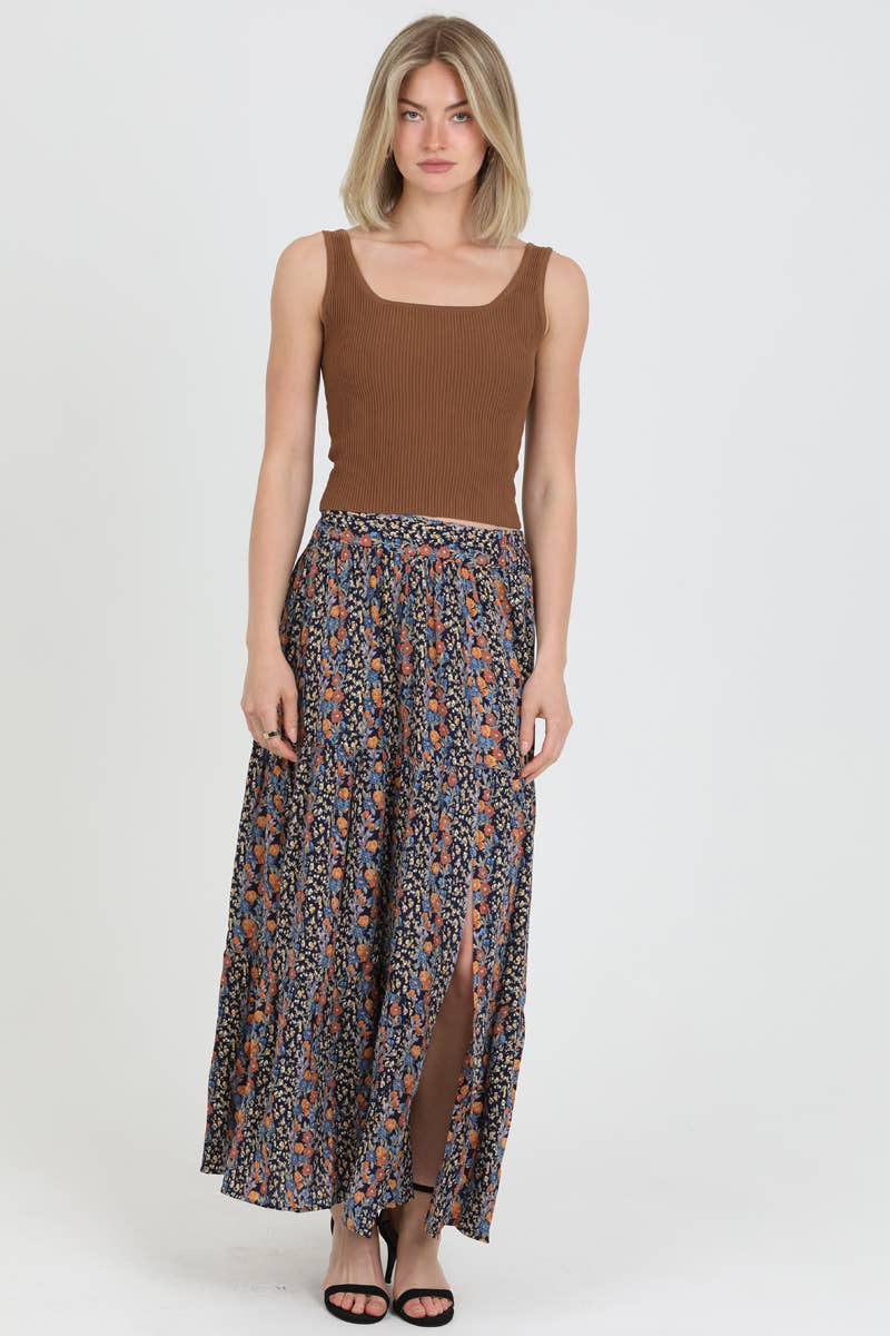 ANGIE - PRINTED MAXI SKIRT WITH SLIT