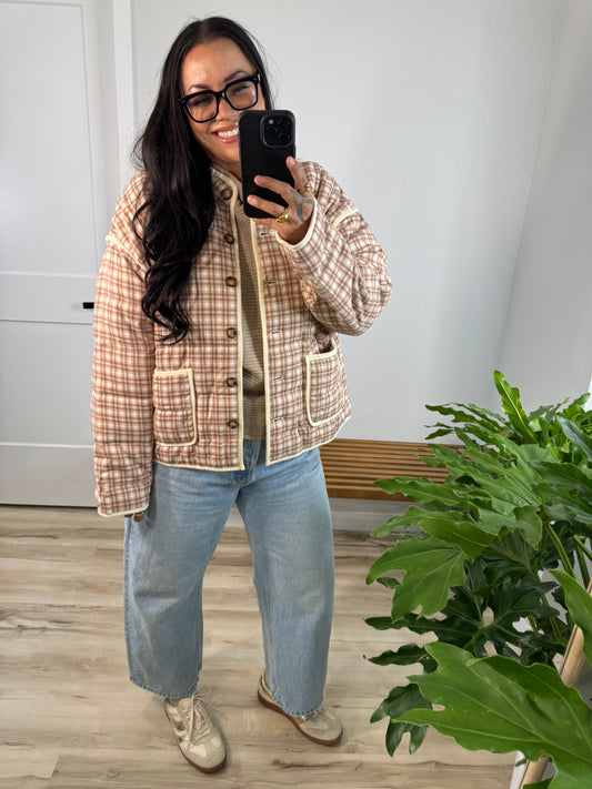 Ya Me Voy quilted button front jacket