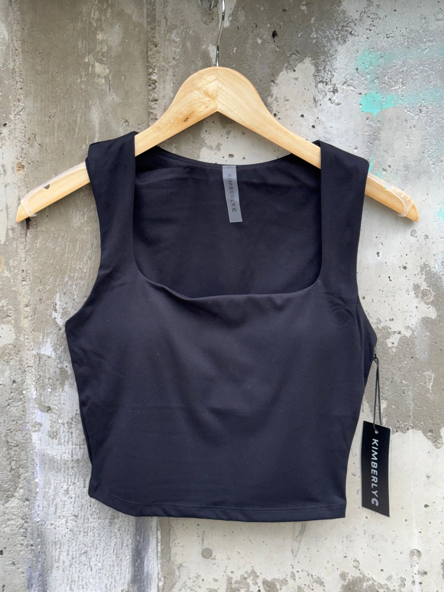 Kimberly C - Black Square-neck Top W/ Padding