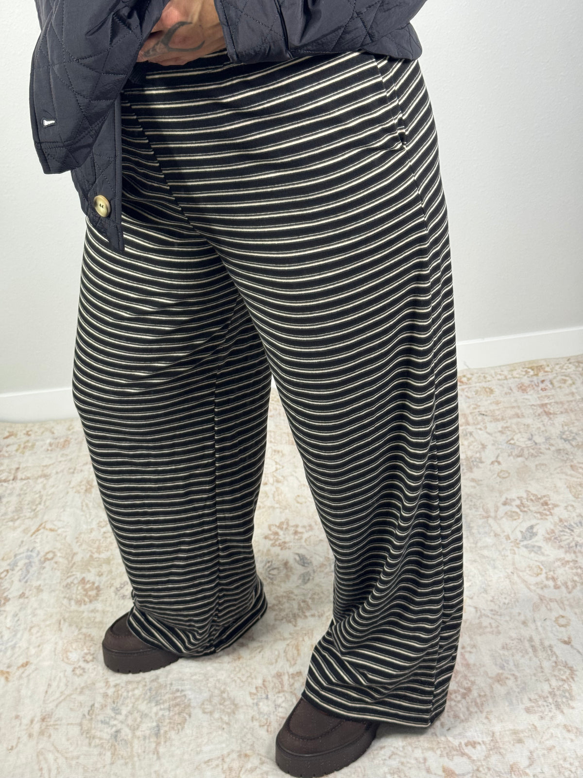 Do You Like Scary Movies stripe knit lounge pants