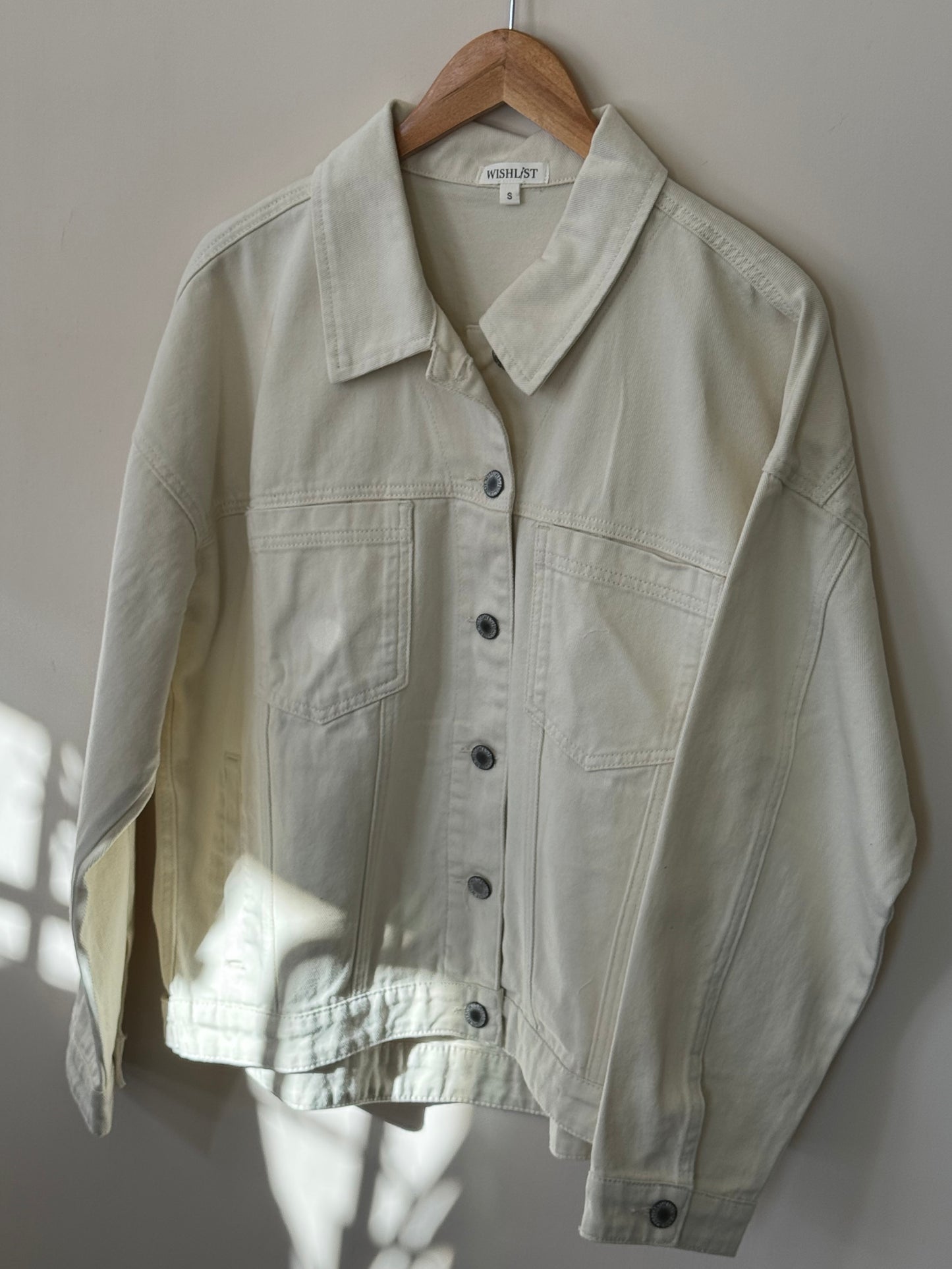 Wishlist - Cream Button-up Classic Denim Jacket 100% Cotton