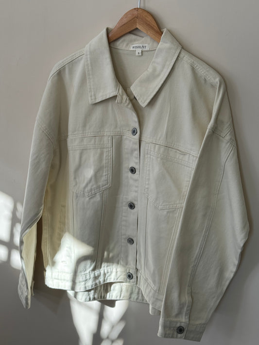 Wishlist - Cream Button-up Classic Denim Jacket 100% Cotton