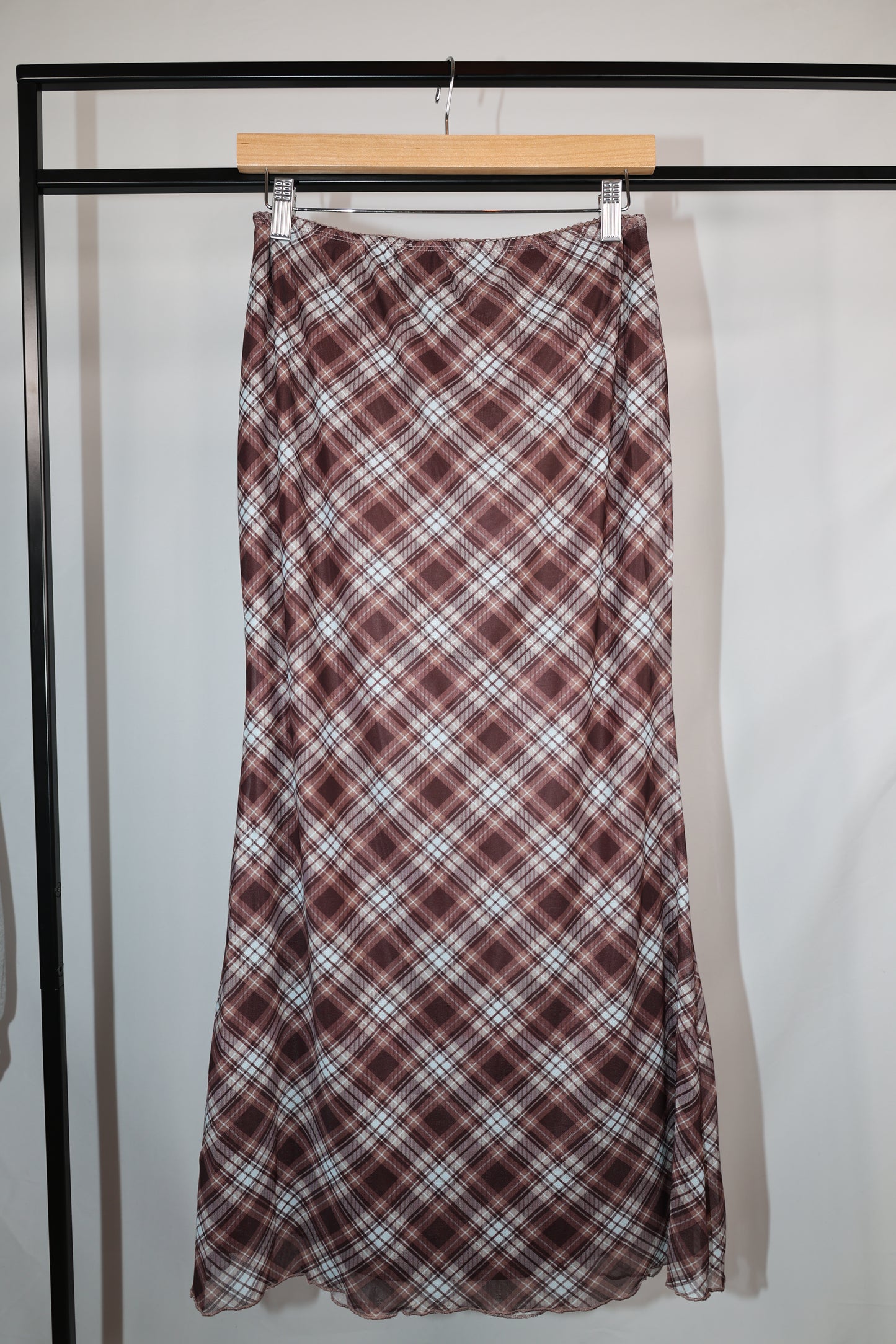Hyfve - Brown/Blue Plaid Midi Skirt