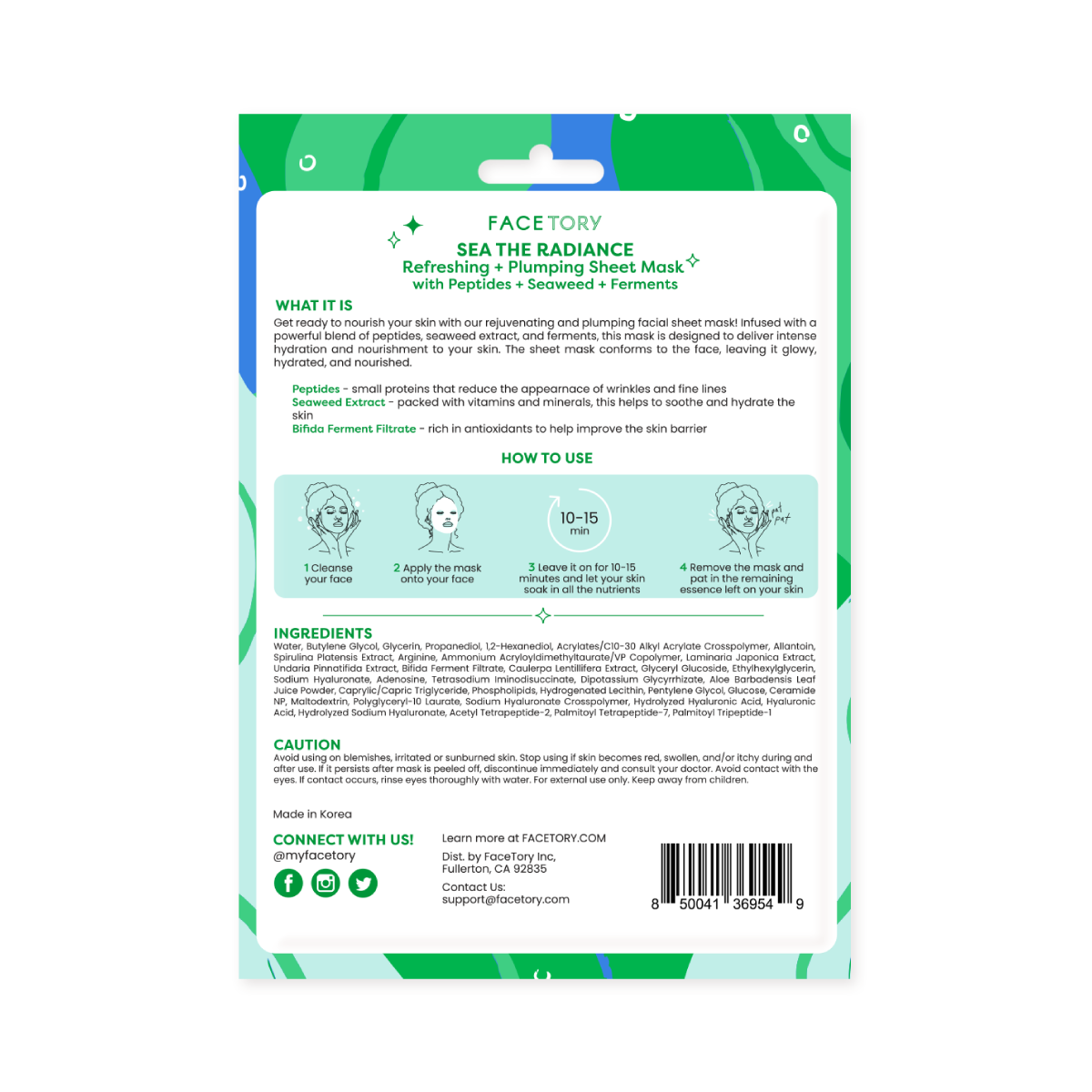 FaceTory - Sheet Face Mask - K-Beauty - Plumping - Sea the Radiance