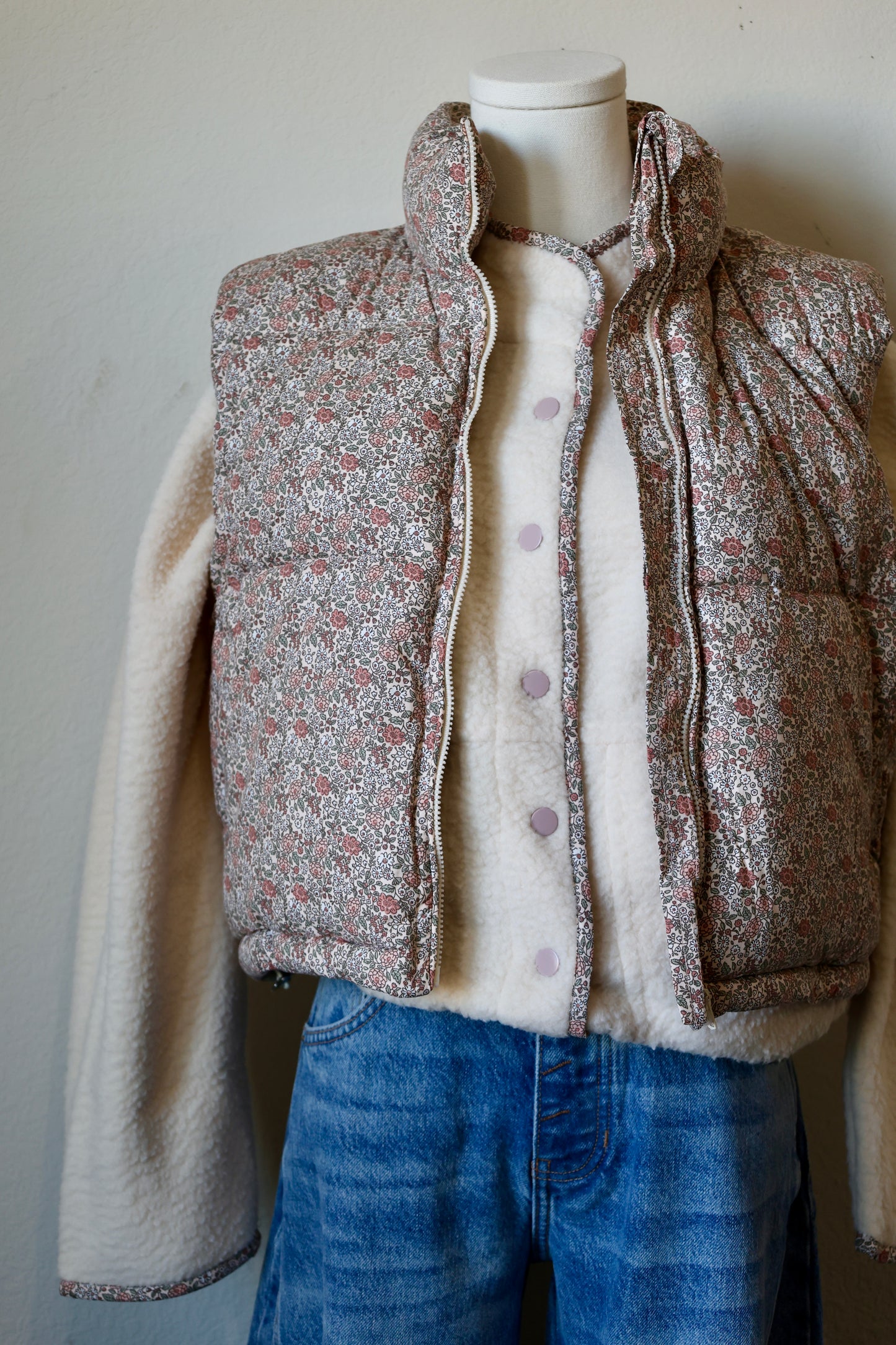 Buttermelon ivory/multi soft snap button lightweight jacket