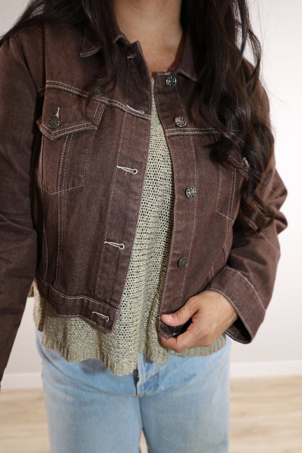 Take My Word cropped button front jacket