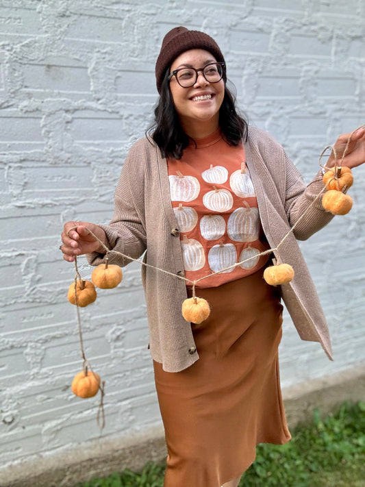 Autumn pumpkins graphic tee shirt