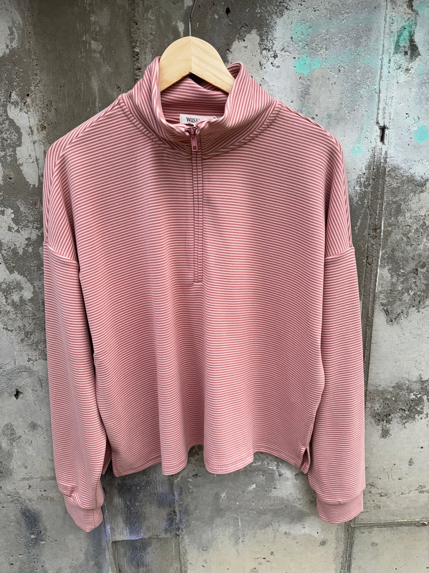 Wishlist - Soft Pink Stripe Quarter Zip