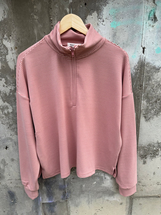 Wishlist - Soft Pink Stripe Quarter Zip
