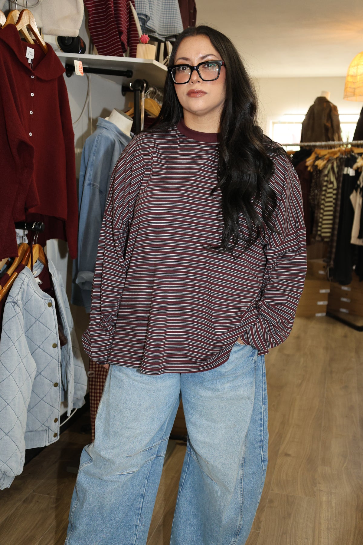 Wolves Den stripe long sleeve shirt