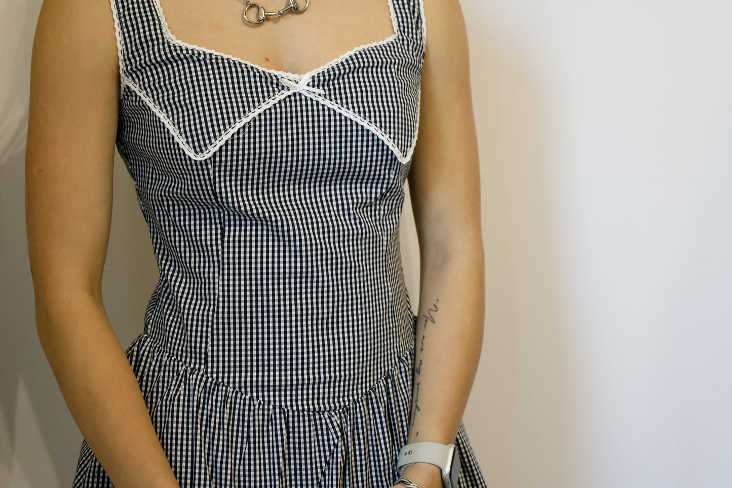 TICTOC Dakota gingham square neckline dress