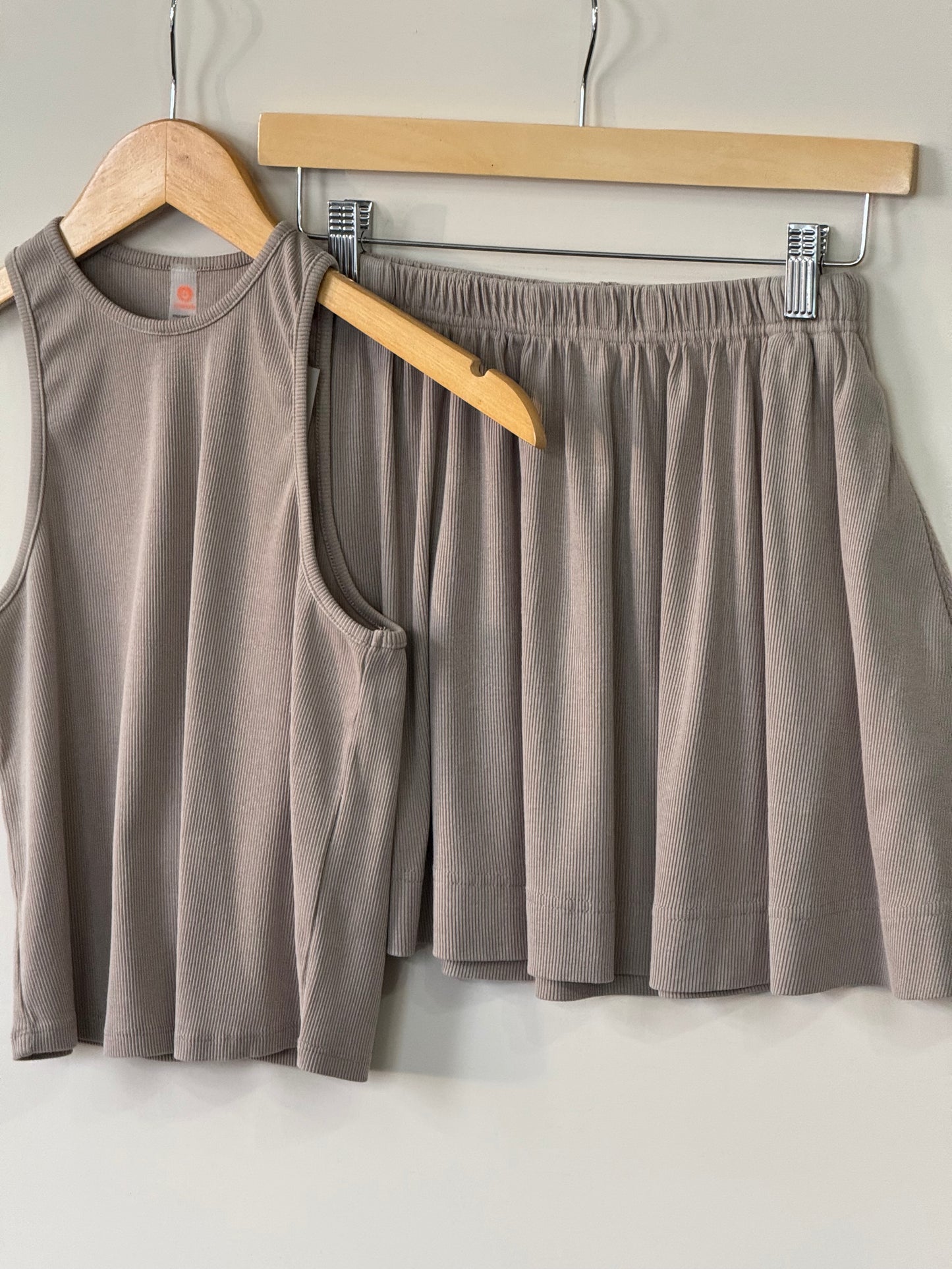 Mono B - Taupe Coastline Skater Skirt w/ Pockets