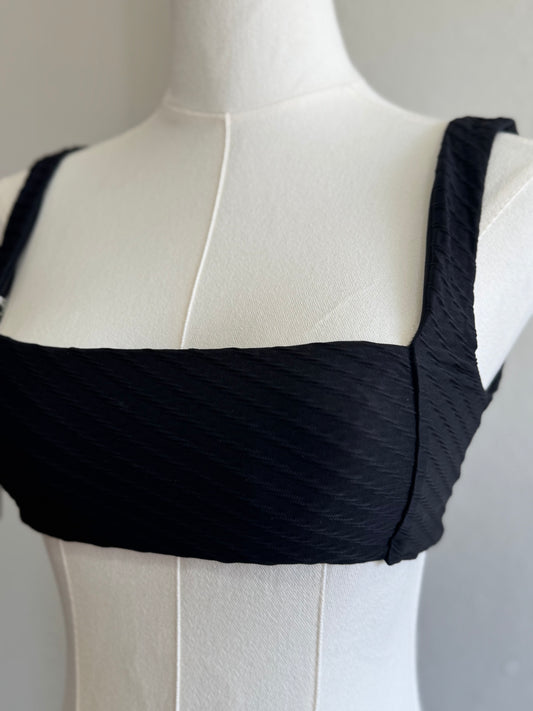 Envya - Black Luxe Ribbed swim Bikini Top