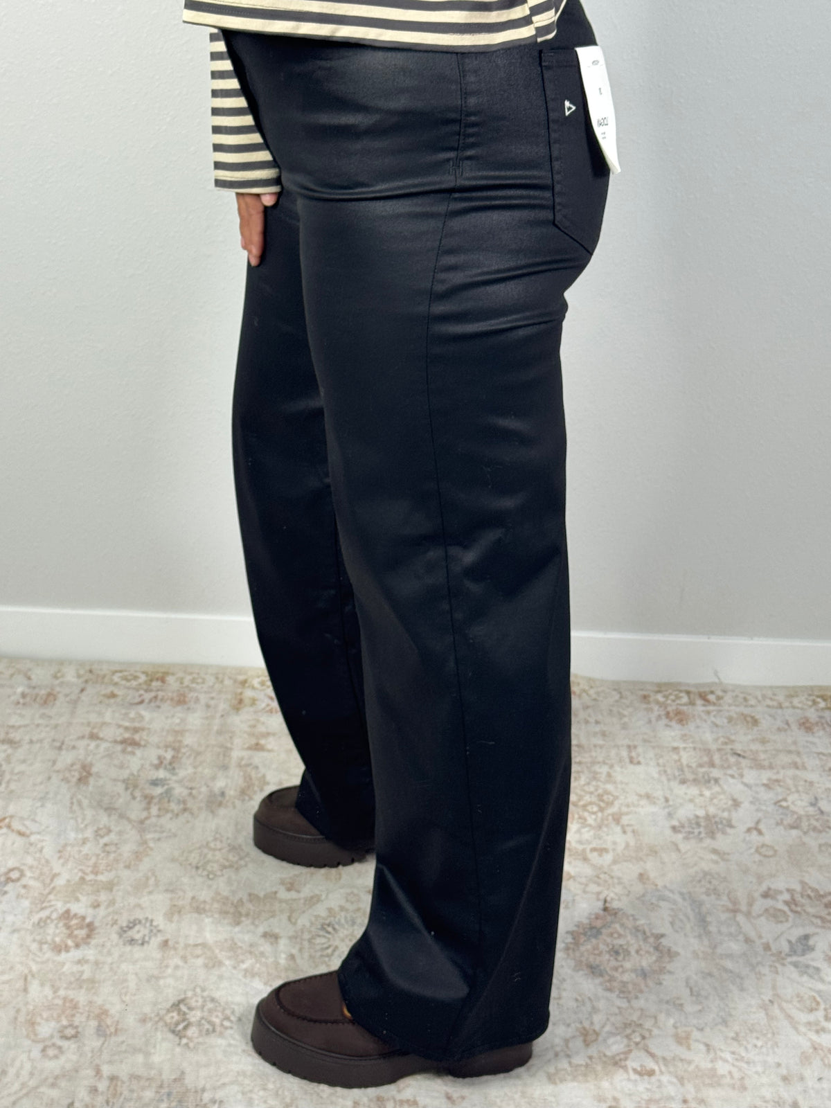 Black Coated Clean Dad Jeans