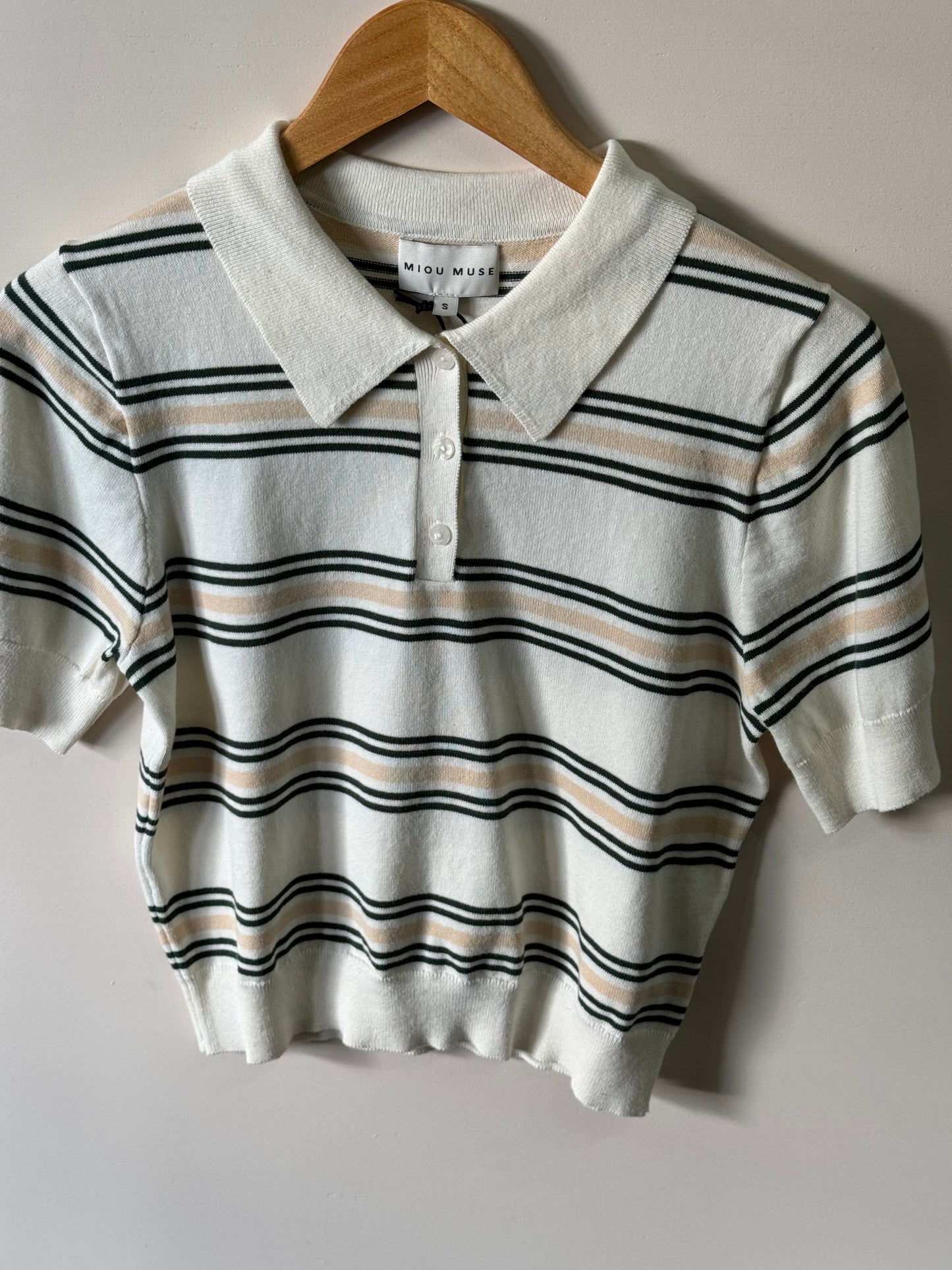 Miou Muse - Soft Multi-color Striped Polo Shirt