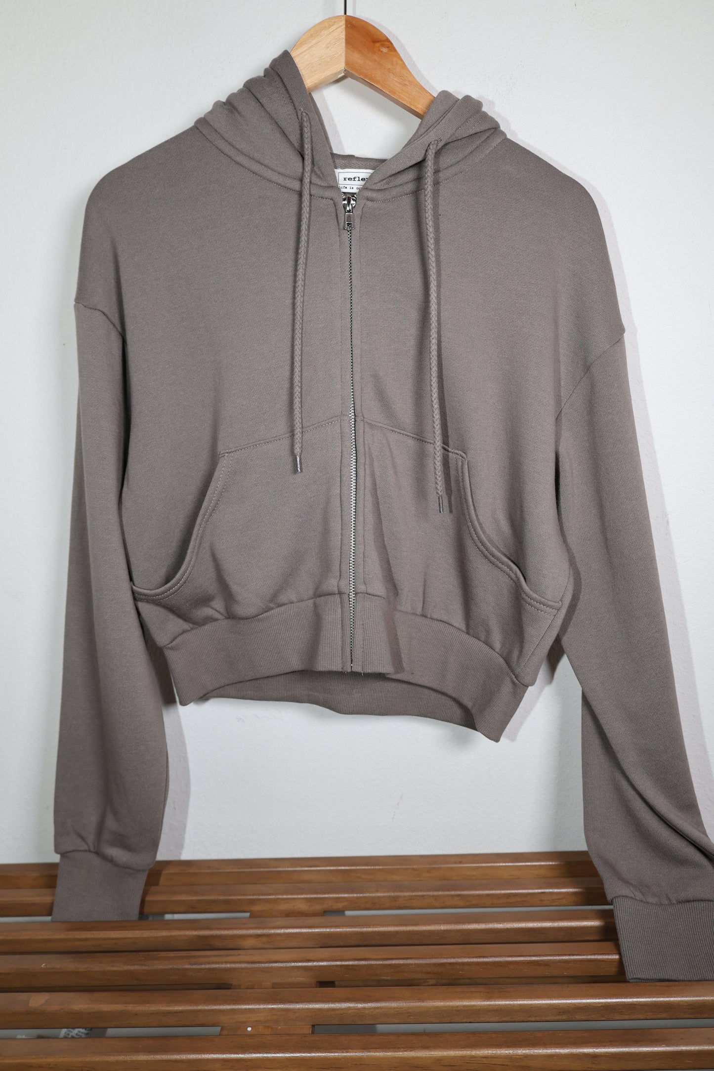 Reflex basic fleece crop full zip up hoodie