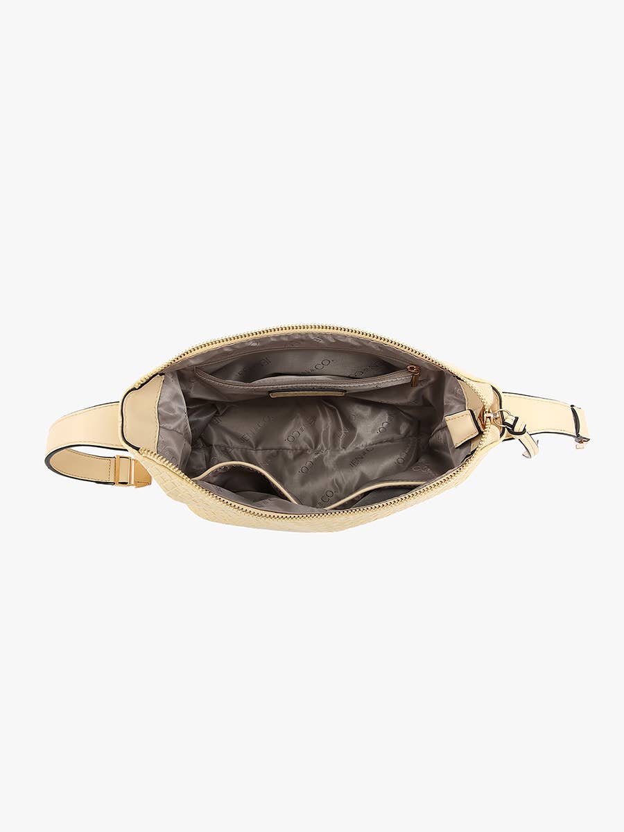 Jen & Co. - Kinsley Faux Woven Satchel w/ Top Zip Closure & Crossbody Strap