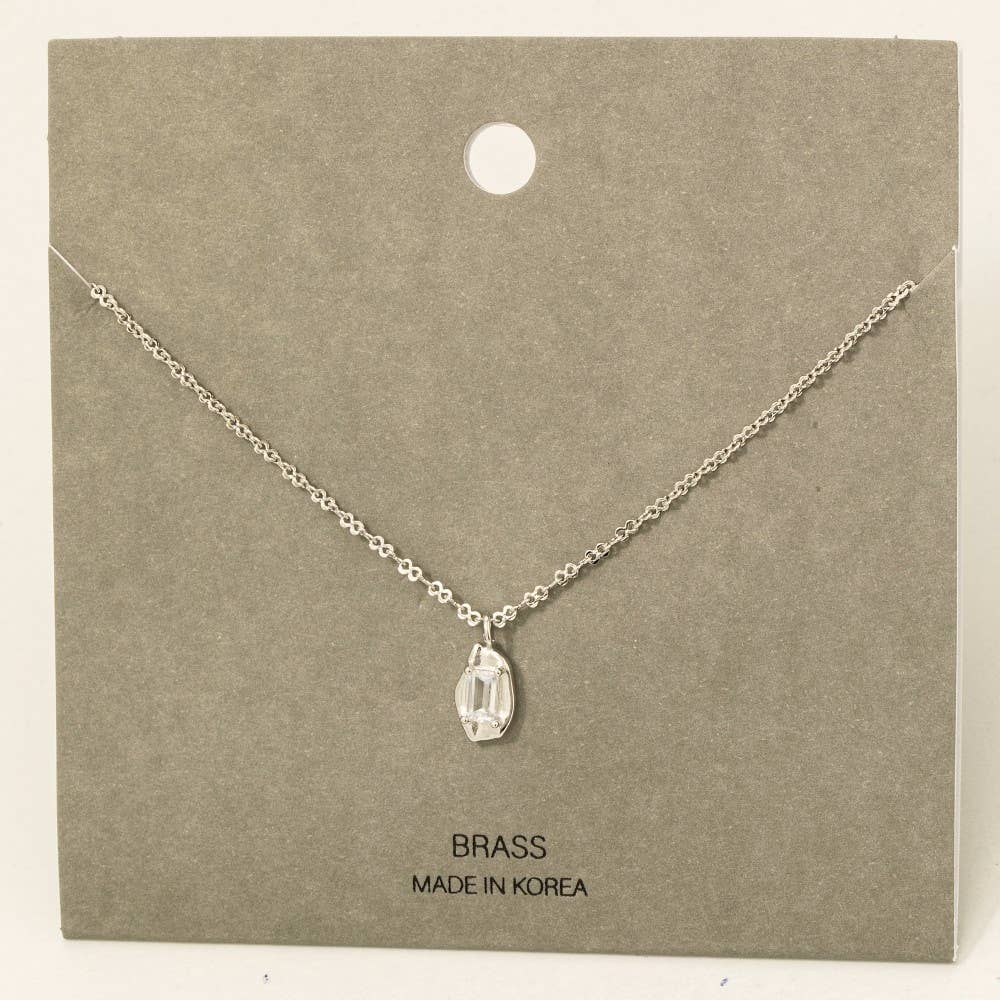 Baguette Gem Pendant Dainty Chain Necklace