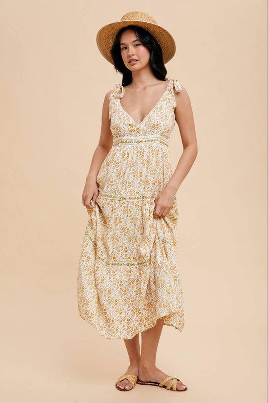 In Loom - TIERED TIE STRAP MIDI DRESS