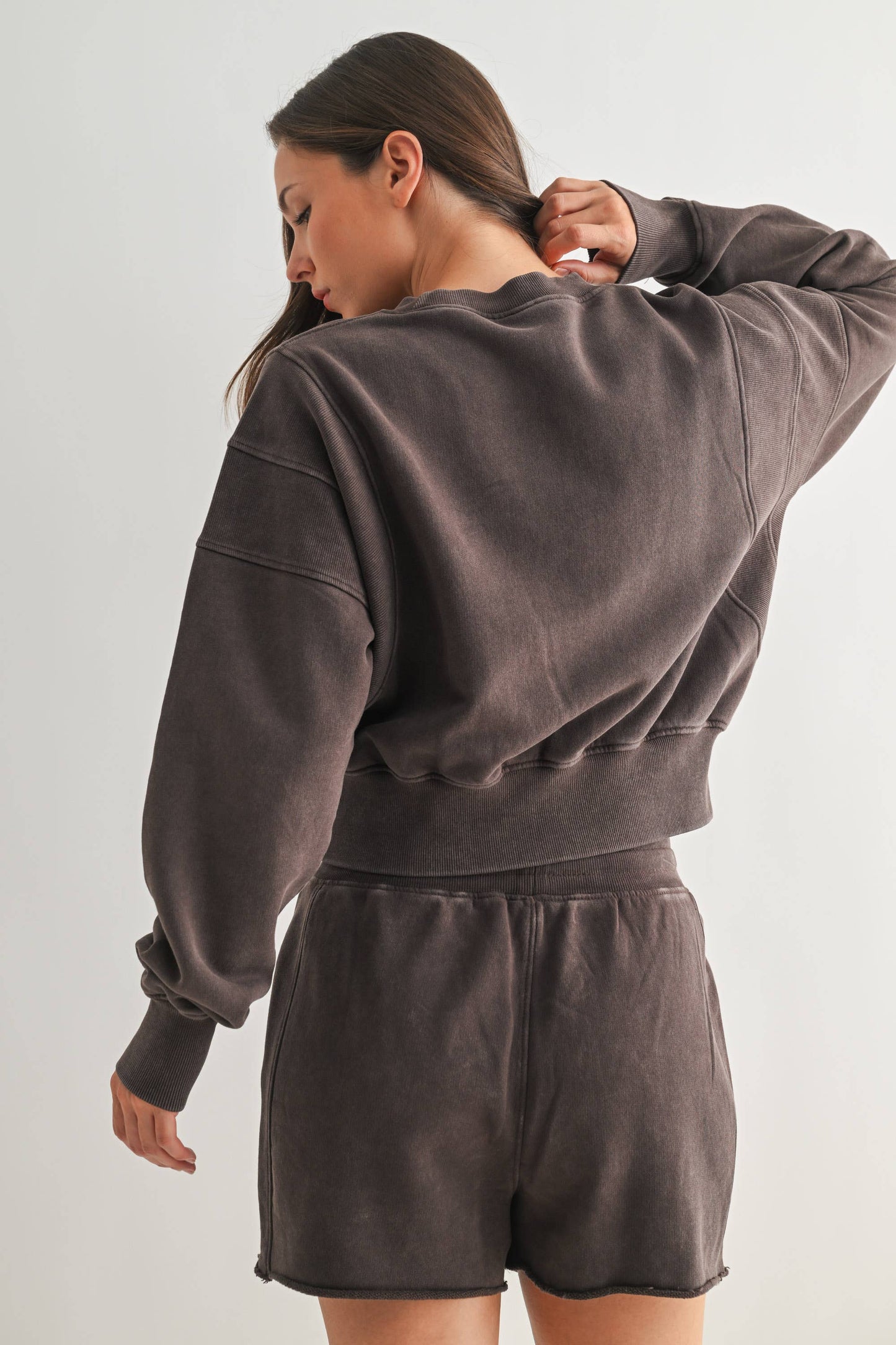 Mono B - Mineral Wash Luxe Cropped Sweatshirt
