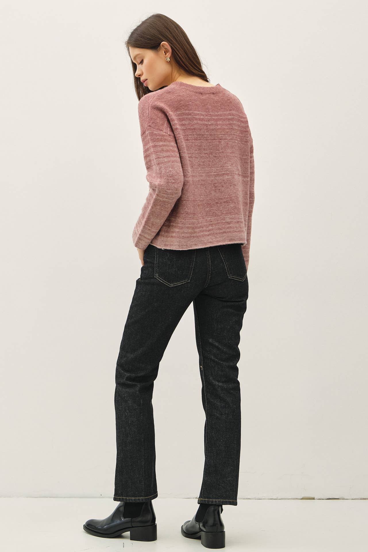 Be Cool - GRADIANT TONE STRIPED BOXY CUT SWEATER TOP