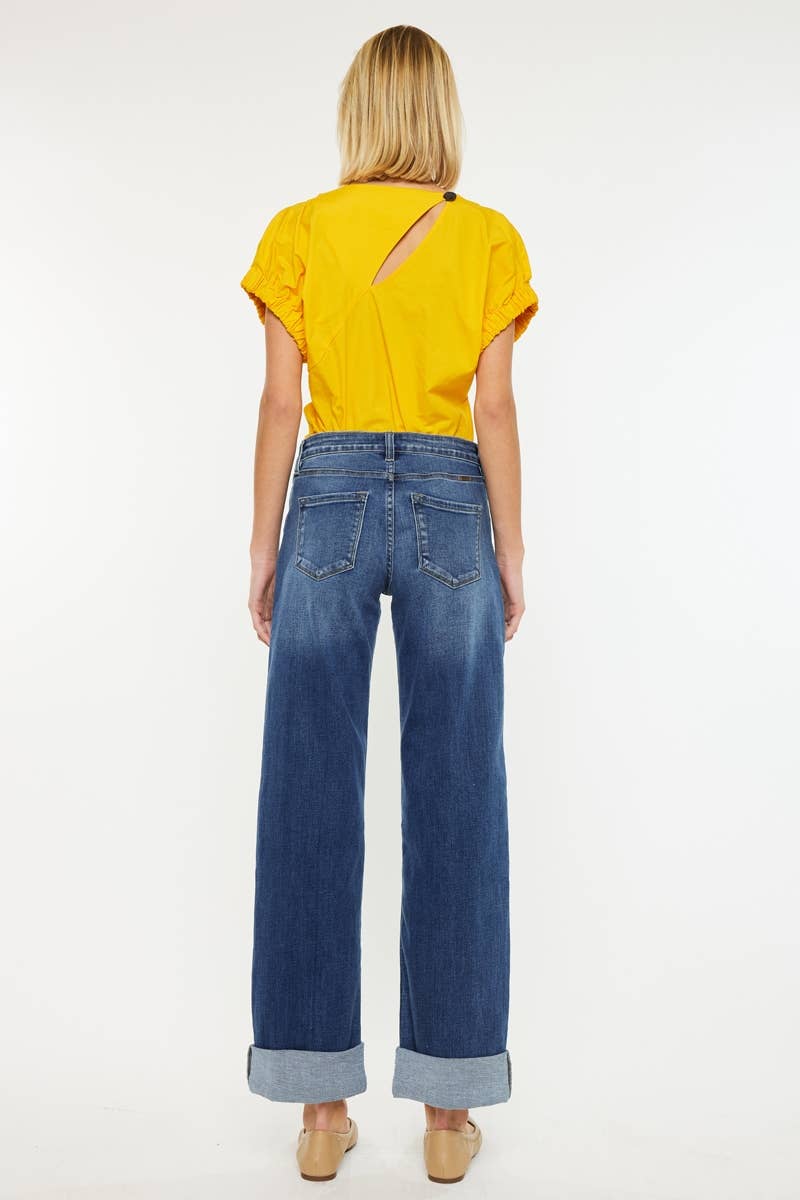 Kan Can USA HIGH RISE SLIM STRAIGHT/WIDE JEANS