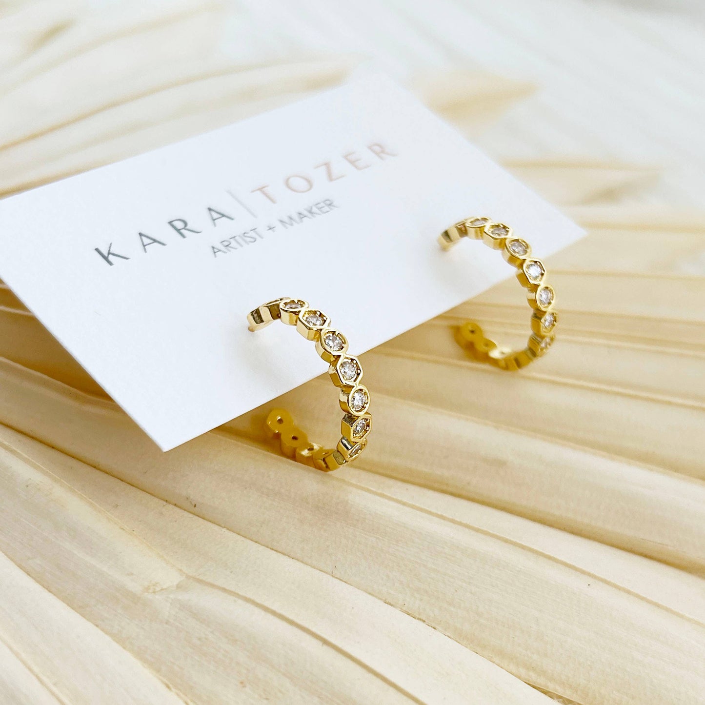 KARA | TOZER - Gold Geometric Crystal Hoops