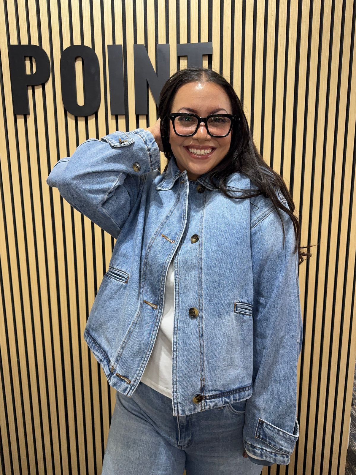 Better Than Never button front bomber denim jacket
