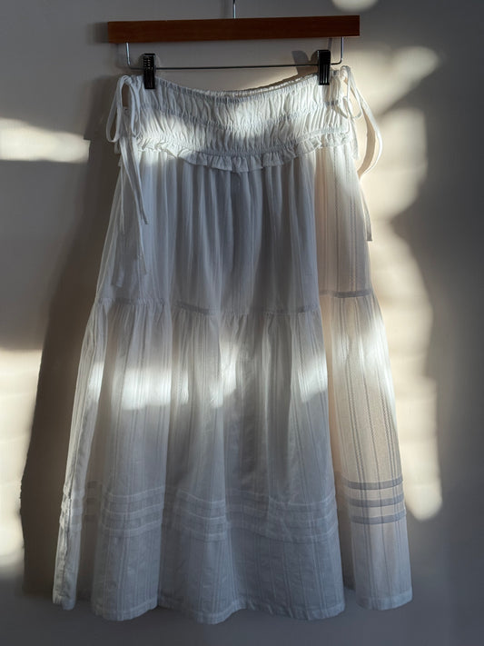 Listicle - White Side-tie Smocked Maxi Skirt