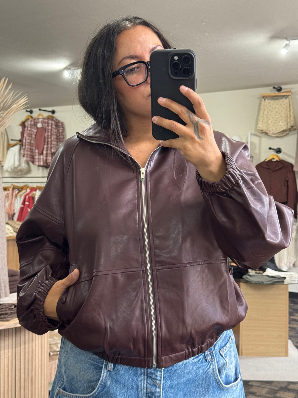 Livin It Up faux leather jacket