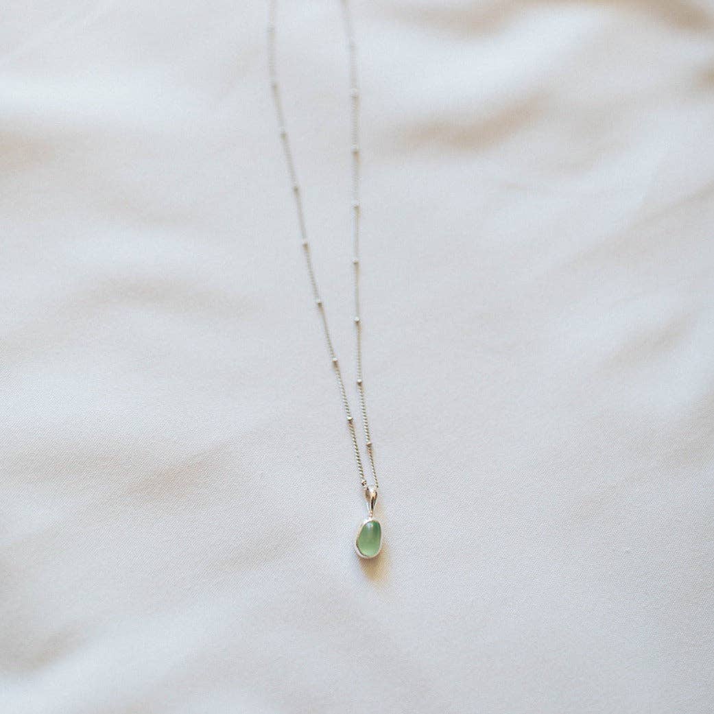 The Salty Gem - Green Sea Glass Necklace (Handmade)