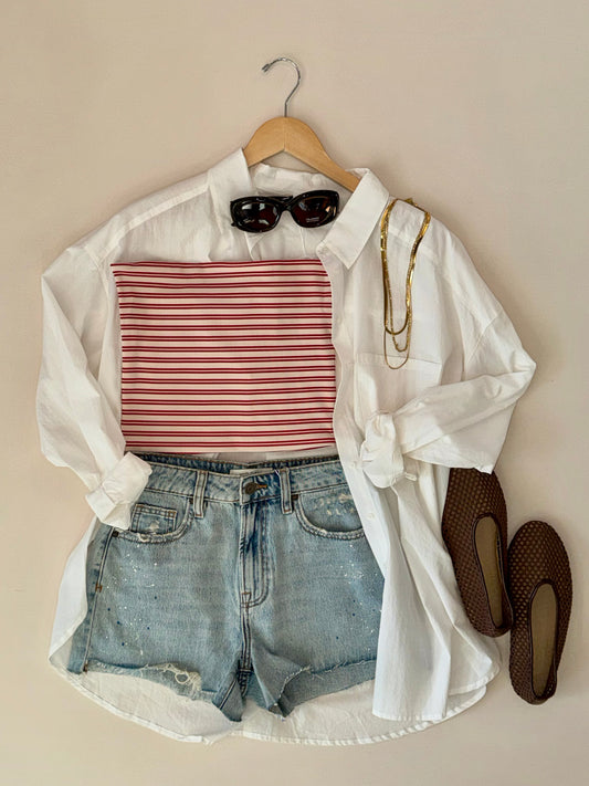TICTOC - Olivya Striped Strapless Classic Tube Top