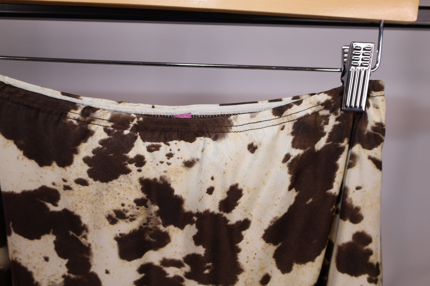 Hyfve - Lace Trimmed Cow Print Midi Skirt
