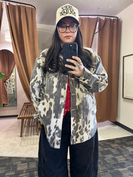 Hidden Jeans - Cow Print Oversized Shacket
