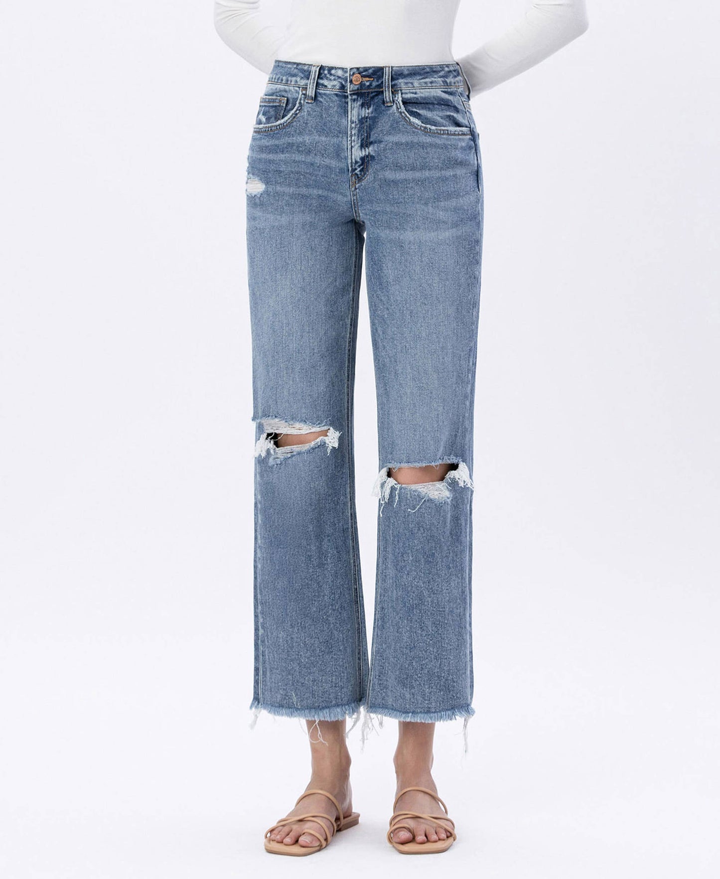 FLYING MONKEY - HIGH RISE DISTRESSED DAD JEANS